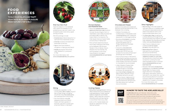 Adelaide Hills Visitor Guide Food Experience Section